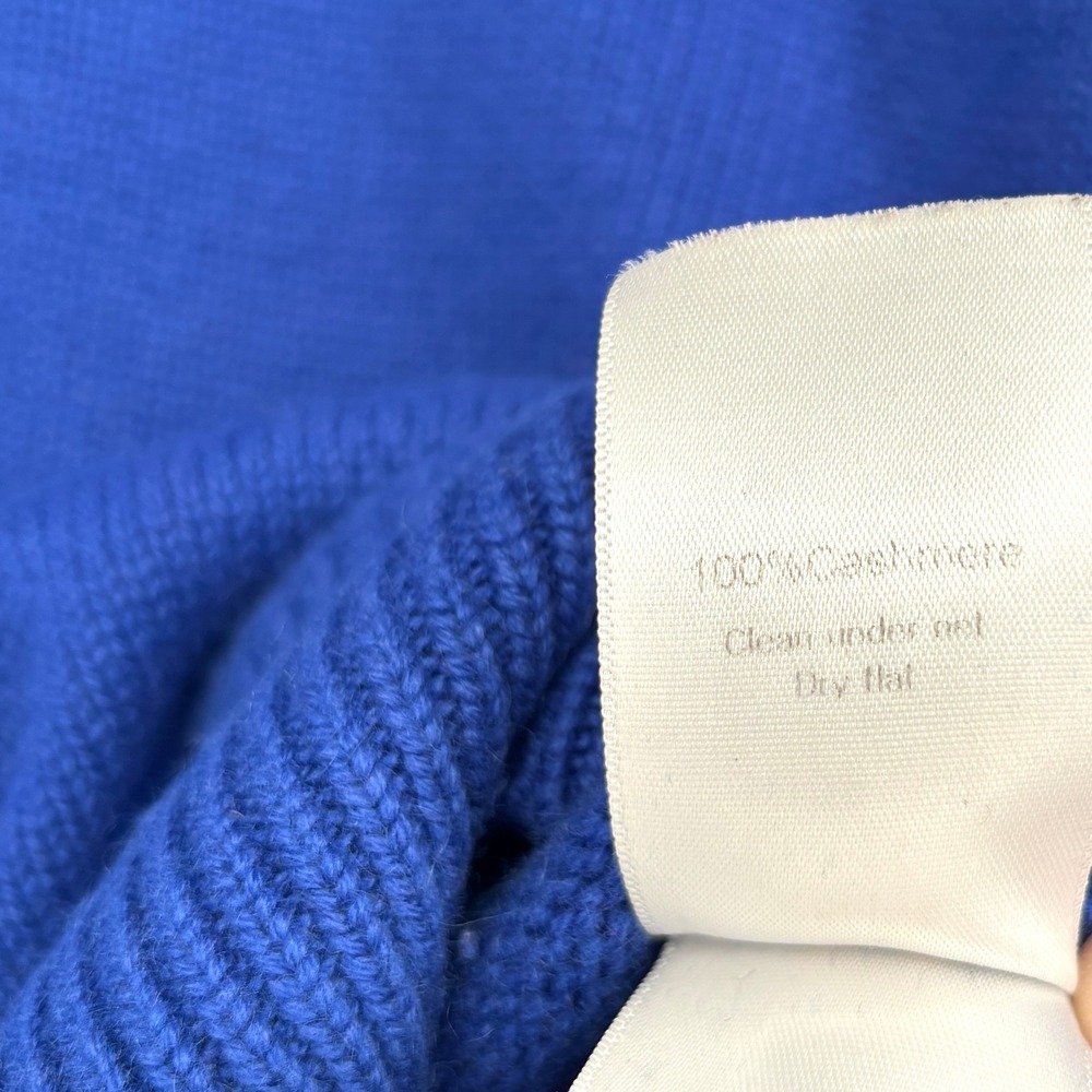 Celine Cashmere Crewneck Knit Sweater Blue Triomphe Logo Embroidered Pullover M - Picture 4 of 16